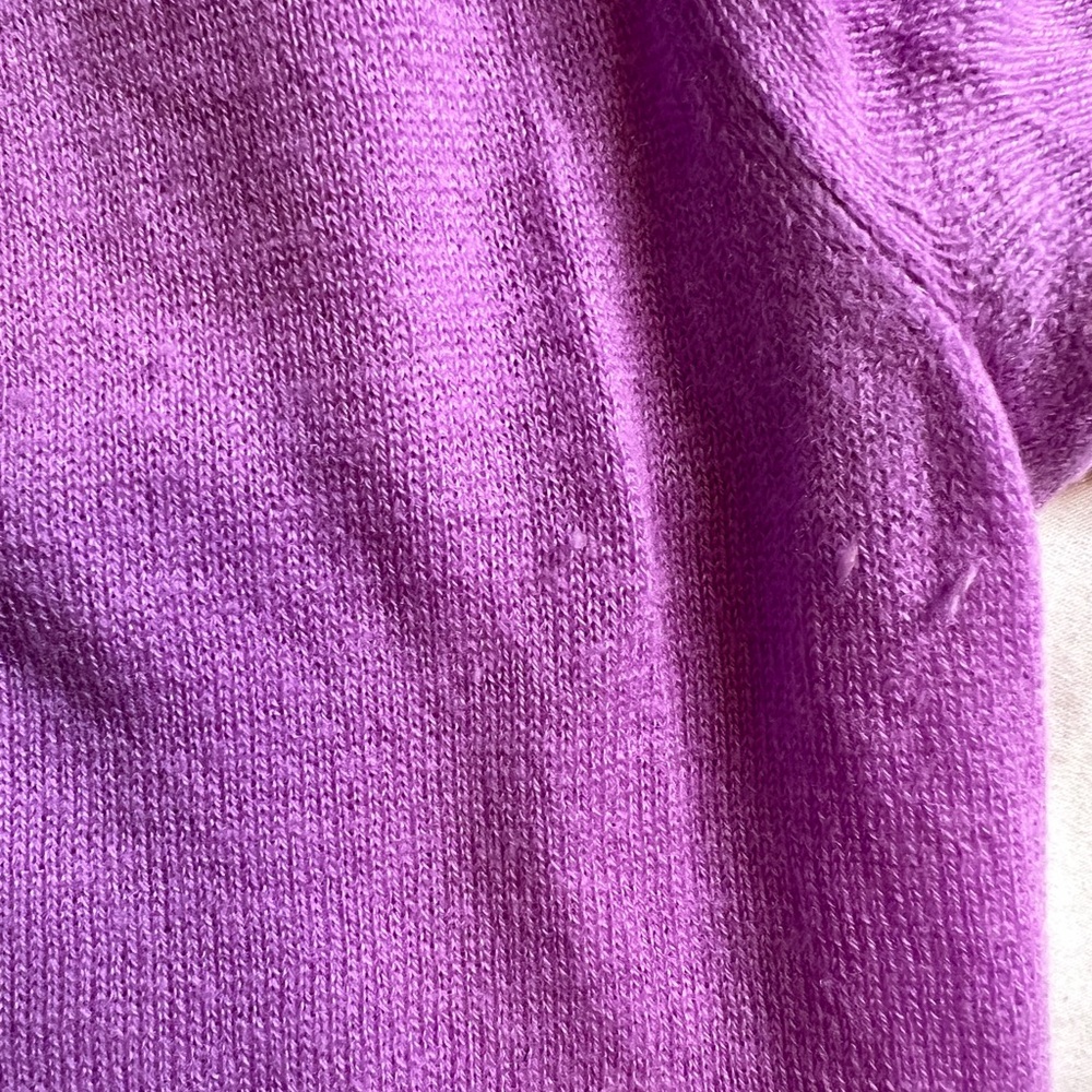 J.Crew Purple Short Sleeve Cashmere Sweater – Button Front - Picture 5 of 12
